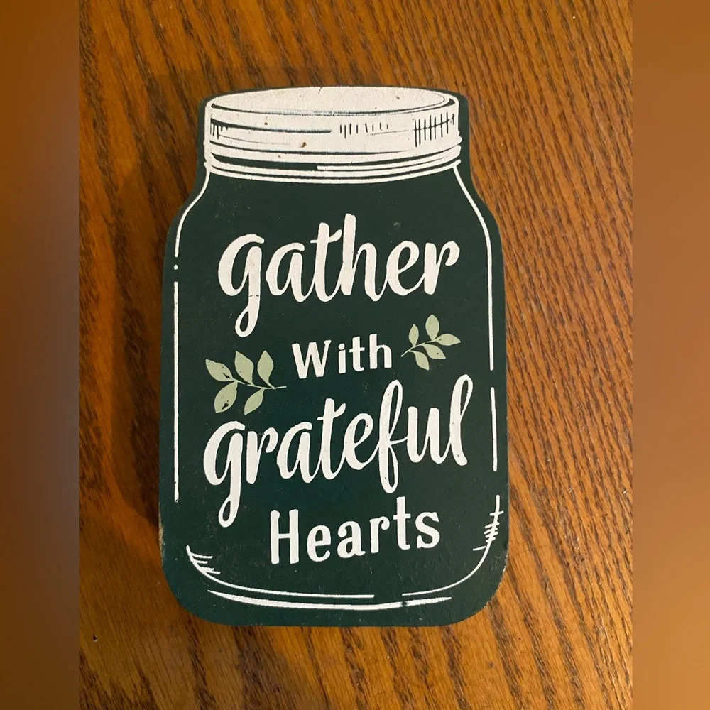 Gather with Grateful Hearts Wooden Table Decor